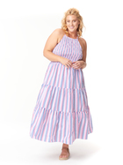 Womens Plus Stripe Maxi With Cut Out Back Detail