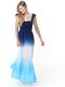 Womens Flutter Sleeve Dip Dye Maxi Dress