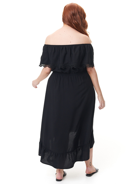 Womens Plus Off The Shoulder High Low Dress