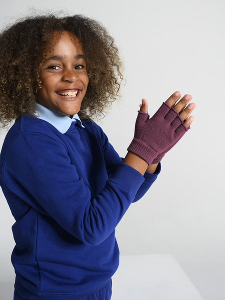 Kids School Fingerless Gloves - Maroon