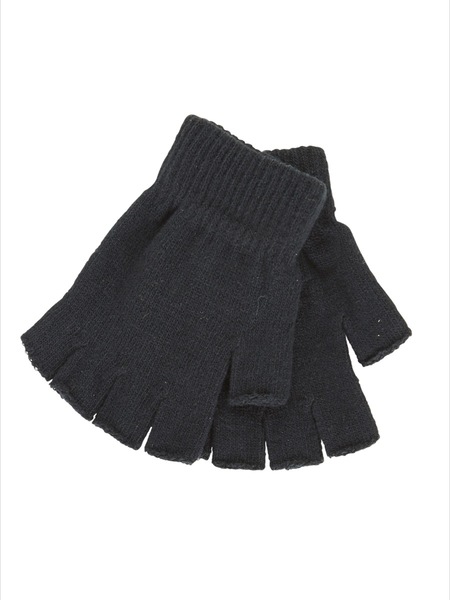 Kids School Fingerless Gloves - Black