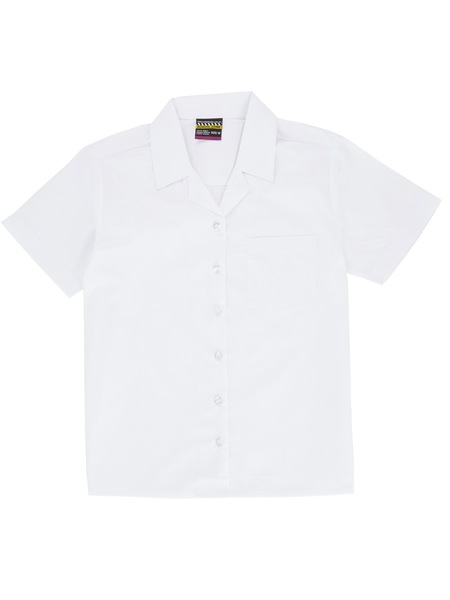 Short Sleeve School Blouses - White