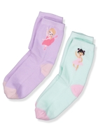 Girls 2 Pack Crew Jacquard Socks